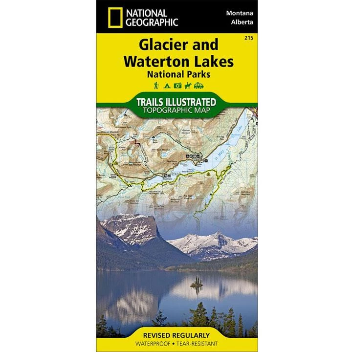National Geographic 215 Glacier - Waterton Lakes National Parks Map Montana Alberta Gear 1 National Geographic 215 Glacier - Waterton Lakes National Parks Map Montana Alberta Gear